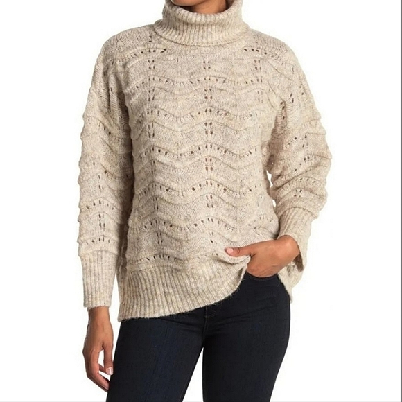 FRNCH | $89 Open Knit Turtleneck Sweater - Picture 1 of 6